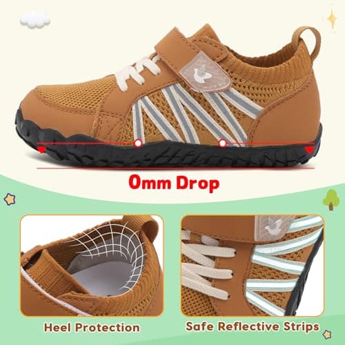 JOINFREE Kids Wide Fit Shoes Barefoot Walking Shoes Brown — view 6