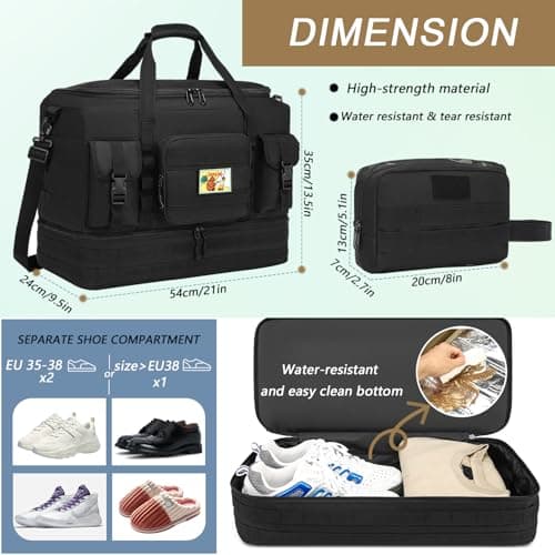FRETHIND Travel Duffle Bag for Men 50L Holdall Sport Gym Bag w/Toiletry Bag Set for Fitness Weekender Camping — view 2