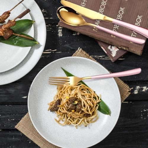 MURRI&MURRDI Stainless Steel Cutlery Set for 1, Reusable Flatware Set with Case, Cutlery Set for Work Stainless Steel Knife Fork Spoon Set 3 Piece (3 Pink Gold) — view 5