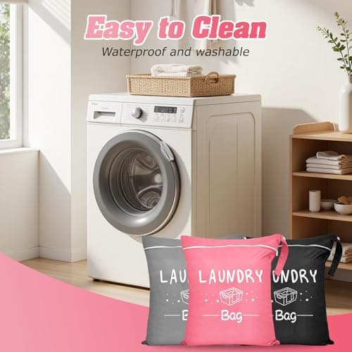 3 PCS Travel Laundry Bag, Laundry Bags for Travelling Dirty Clothes Organizer with Zipper Wet Dry Storage Organizer for Home Travel Gym Camping — view 4