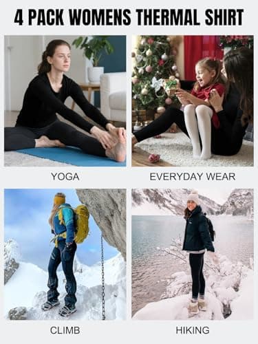 Orrfreer 3 Pack Thermal Base Layer Women Fleece Long Sleeve Compression Shirts Ladies Thermal Tops for Running Ski Hiking 3 Black L — view 6