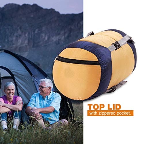 REDCAMP 15/25/35L Nylon Compression Stuff Sack for Sleeping Bag, Lightweight Compact Compression Bag for Camping Outdoor Hiking Backpacking Travelling, Yellow (Orange XL) — view 3