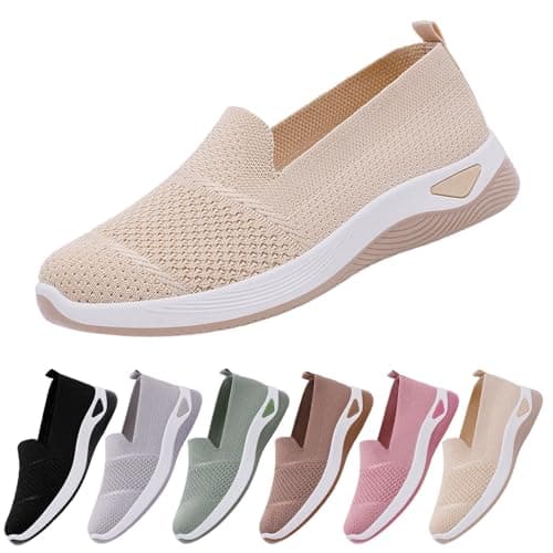 cfpqv Slip On Trainers Women's Orthopaedic Shoes Lightweight Mesh Sports Shoes Breathable Trainers Walking Shoes Gym Fitness Running Shoes Running Walking Road Running Shoes Bequme Slip-On Shoes Size