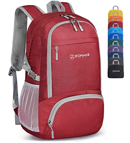 ZOMAKE Lightweight Foldable Backpack Packable Rucksack (30L/Red)
