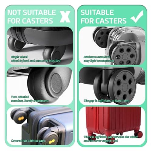 YMWALK 8 Pack Silicone Luggage Wheel Covers, Durable Anti-Scratch Travel Suitcase Wheel Protectors, Portable 2 Inch Luggage Spinner Wheel Covers Mute for Most Caster Wheels (Mint color) — view 6