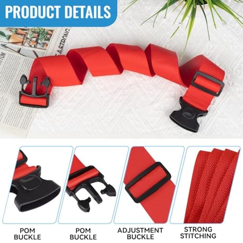 2Pcs Suitcase Straps Set, Adjustable Suitcase Straps, Heavy Duty Luggage Straps with Quick Release Buckle, Travel Accessories Thickened Luggage Belt for Suitcase Baggage — view 3