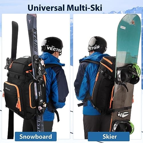 Hp hope Ski Backpack with Helmet Compartment 70L Large Capacity Ski Boot Bag for Skiing Waterproof Rucksack for Snowboarding for Ski Boots Skates Snowboard — view 6