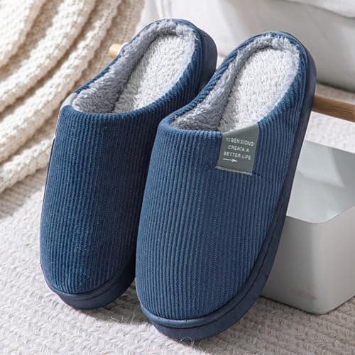 Cotton Slippers Spa Travel Slippers, Solid Color Warm Fluffy Comfortable Lightweight Home Soft with Anti-Slip Sole Autumn Winter House Classic Ankle Thickened Guest Breathable Shoes for Womens Couple — view 3