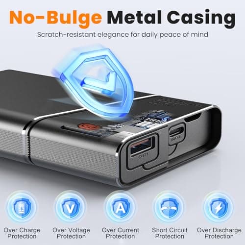 Power Bank 20000mAh, 22.5W Super Fast Charging Metal Portable Charger with Detachable USB-C Cable, Airline Approved for iPhone 17/16/15/14/13, iPad, Samsung, Android & More — view 5