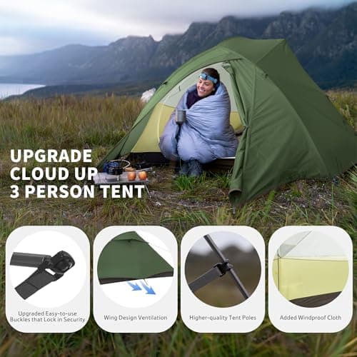 Naturehike Cloud Up Pro Camping Tent, 3 Person, Forest Green — view 6
