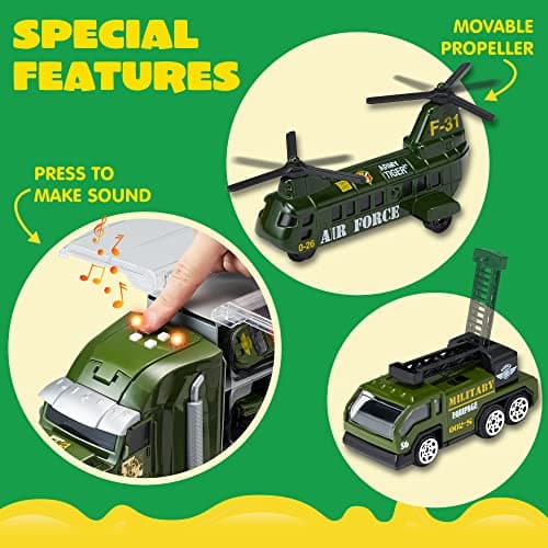 JOYIN 25 in 1 Army Toys for 3 Year Old Boys, Toy Soldiers Set with Military Truck as Boys Toys Age 3 4 5 6 7, Carrier Transport Truck with Lights & Sounds, Christmas Birthday Gifts for Boys — view 5