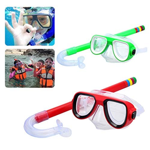 Children's snorkeling Scuba Snorkeling Maske Swimming Goggles Glasses with dry Snorkels Tube Equipment Non-Toxic Diving Gear 3-8 Years-Green — view 5