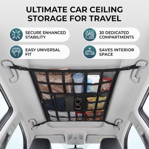RASTKY Car Ceiling Cargo Net Double Layer Zippered Roof Storage Organizer — view 4