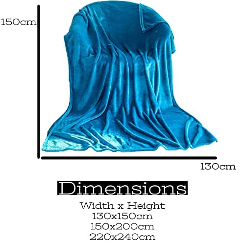 Turquoise Flannel Fleece Blanket for bed, Soft Cosy Warm Throw fluffy Blankets and Throws for sofas, Adults, Plush, Lightweight, Travel Blankets, Single Size, 130x150cm — view 4