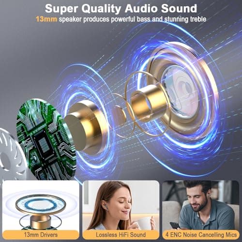 Wireless Earbuds, NEW Mini Bluetooth 5.4 Headphones In Ear with Deep Bass — view 4