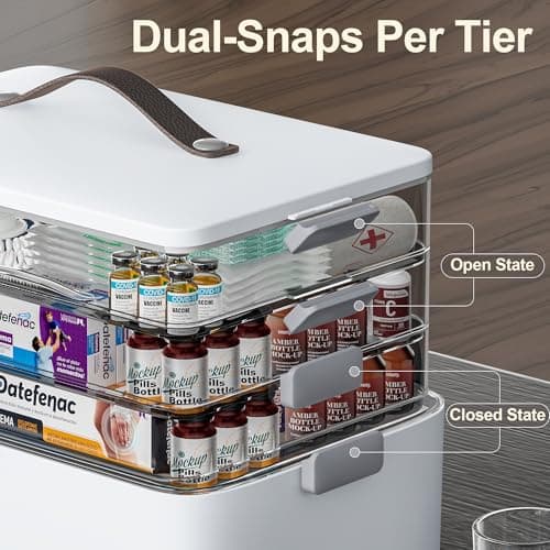 CTIME Medicine Storage Box with Leather Handle,4-Layer Medicine Box — view 5