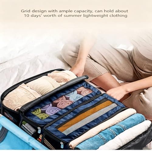 Hanging Compression Packing Cubes, Portable Travel Hanging Organiser, 4-Shelf Foldable Wardrobe Storage, Mesh Packing Cubes for Backpack, Camping, Cruise Essentials (black) — view 5