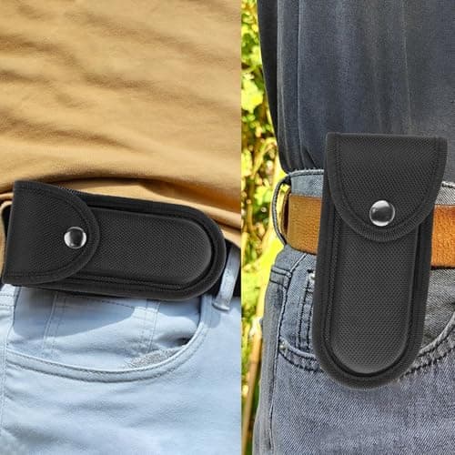 Nexlynk 2 Pcs Nylon Pocket Knife Sheath for 5''-5.5''（14cm） and 4''(11cm) Folding Knife Multitool Pouch with Snap Closure Belt Loop Vertical Carry for Outdoor Hiking Camping Fishing — view 6