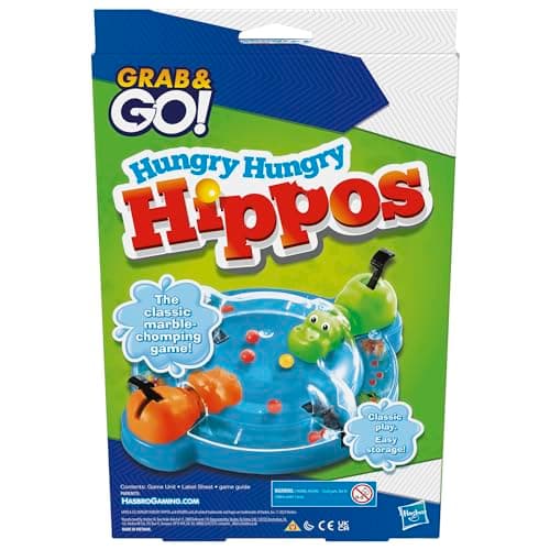 Hasbro Gaming Hungry Hungry Hippos Travel Game, Travel Games for Kids, Portable Grab and Go Marble-Chomping Game for Ages 4+ — view 4