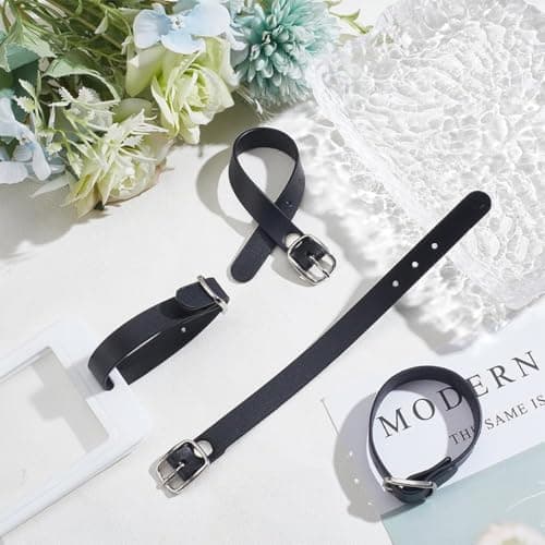 Voyoo 4Pcs Black Kilt Extender Buckle Straps, 19x1.2cm PU Faux Leather Luggage Straps for Tight Fitting Kilts Men's Kilt — view 6