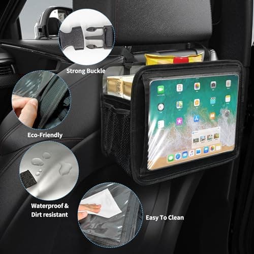 TDOFYH Car Seat Back Organizer Tablet Holder, Vehicle Front Seat, Personal Travel Storage Bag For Adults & Kids Car Accessories Interior & Travel Essentials(Grey) — view 3