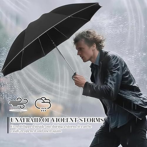 Vesavifaka Auto Open Close Umbrella Windproof Strong - Ultra Light Compact Travel & Backpack Size for Women and Men, UPF 50+ Eco-Friendly Sun Protection Rain Umbrella with UV Defense — view 2