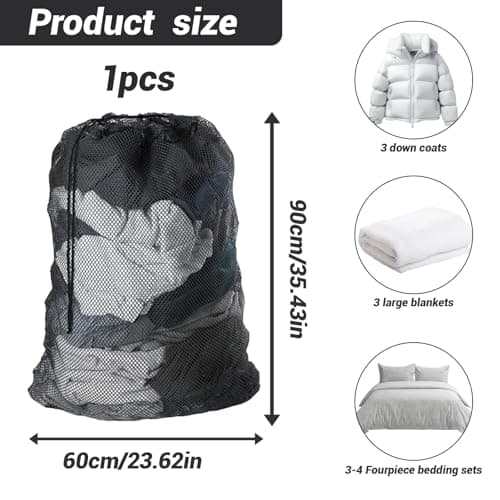 Cuixia Mesh Laundry Bags Mesh Bags Laundry Premium, 60x90cm Black, 1Pcs — view 2