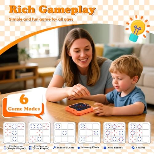 BlueSwan 6-in-1 Tic Tac Toe Game, Electronic Noughts and Crosses — view 2