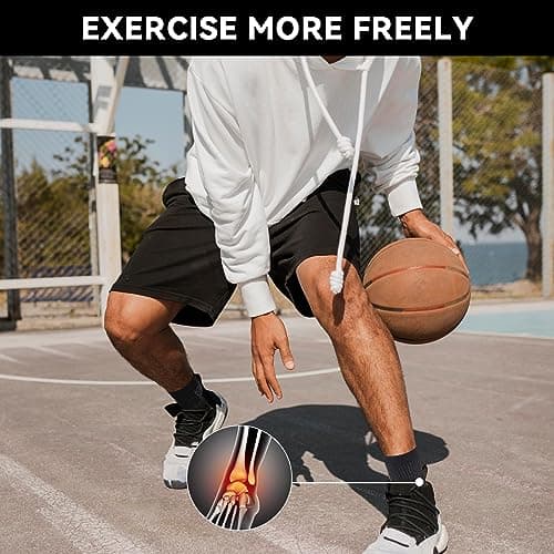 Fantasyon 4 Pairs Plantar Fasciitis Socks, Neuropathy Socks Compression Socks Neuro Socks for Women Men Ankle Support for Sprained Ankle for Sport Arthritis Pain Relief-Black,L/XL — view 5