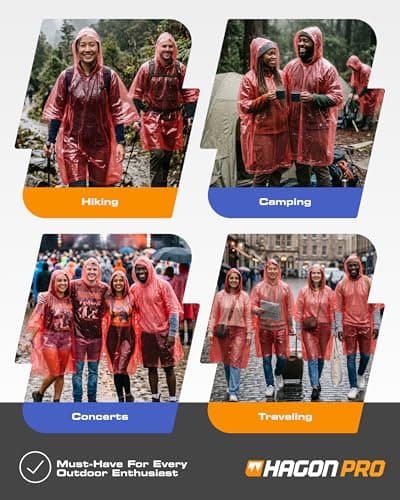 Hagon PRO Ponchos de Pluie Jetables pour Adultes Disposable Rain Ponchos for Adults, — view 4
