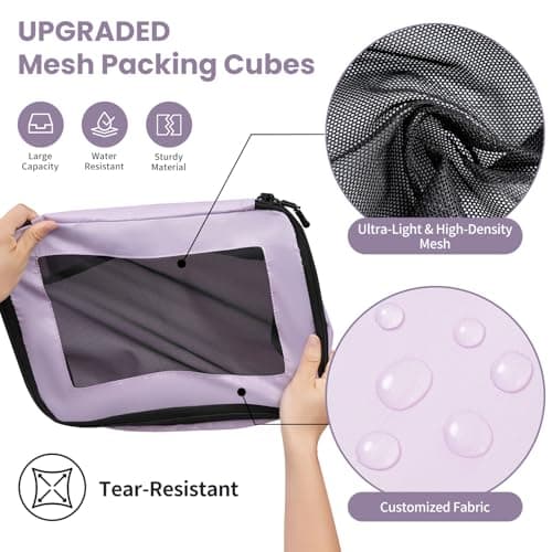 Prezon Packing Cubes for Suitcase 8 Set, Lightweight Luggage Packing Organizers Packing Cubes for Travel Accessories - Purple — view 3