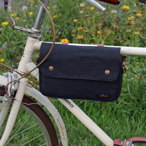 TOURBN Waterproof Canvas Bike Panniers Bicycle Pouch Handlebar Bag Black — view 6