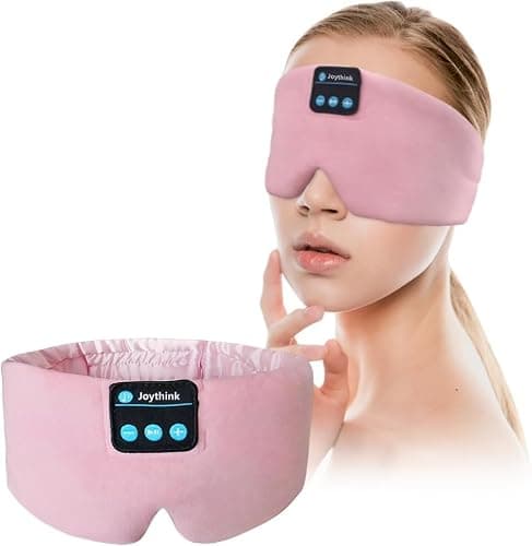 Joythink Sleep Headphones Bluetooth Sleep Mask Silk Headband Earphones Bluetooth Eye Mask for Sleeping On Side Blackout Soft Sleep Earphones Music Eye Cover Kids Children