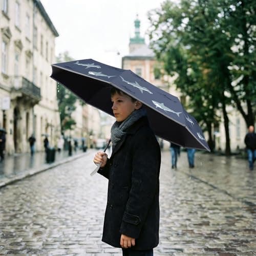 omedecal Automatic Folding Umbrella for Kids Girls & Boys, Shark — view 6