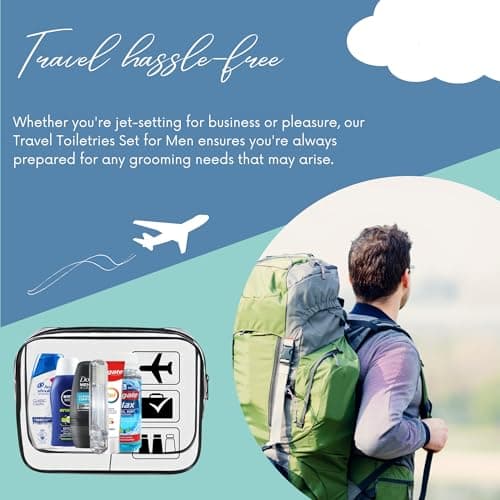 Men’s Travel Toiletries Set – Airport Approved Travel Size Toiletries Kit for Men, Overnight Essentials for Hospital, Camping & Holidays, Clear Travel Bag — view 4