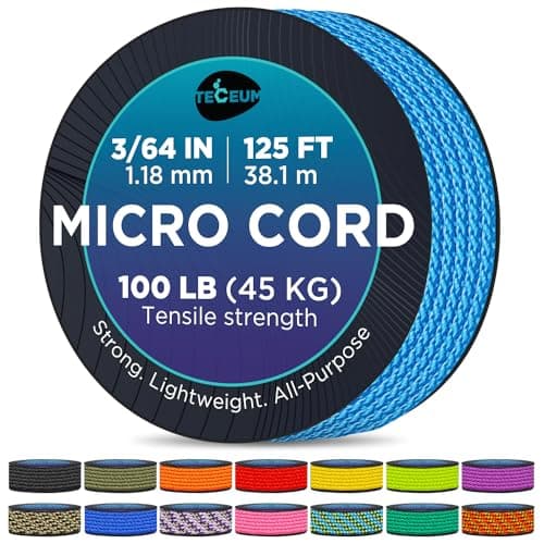 TECEUM Micro Paracord Rope – Thin Braided Cord for Crafting, DIY, Camping