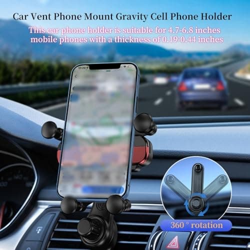 QruiLanTu Car Vent Phone Mount Gravity Cell Phone Holder Never Blocking Vent with Rotatable Swing Arm Hands Free Universal Extension Clip Air Phone Holder Car Fit for All Phones iPhone Samsung — view 4