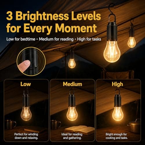 Rechargeable Camping Lights Remote Control,5 Pack Remote Camping Lanterns with 3 Brightness Levels and Timer,USB Waterproof Hanging Tent Lights,Portable Camping Lamps for Tents — view 3