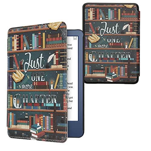 kwmobile Cover for Amazon Kindle (2022/2024) Case - eReader Cover with auto sleep funktion - Library Motto with Multicolor