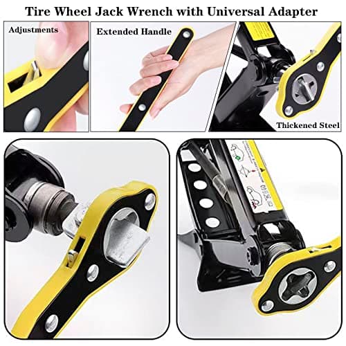 QISF Scissor Jack Ratchet Wrench | Labor-Saving | 360°Swivel Scissor Lift Speed Handle Wrench | Tire Wheel Jack Wrench with Universal Adapter for Travel/Truck/SUV — view 5
