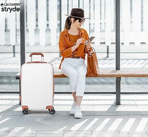 CALDARIUS Hardshell Luggage | Durable Suitcases | Lightweight & Secure with Combination Lock | Smooth 4 Dual Spinner Wheels | Ideal Travel Bag & Luggage Sets (White, Medium 24") — view 5