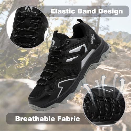 Mufanton Hiking Boots Mens Walking Boots Non-Slip Outdoor Mountain Trekking Shoes Lightweight Travelling Backpacking Camping Footwear Sneaker,Black Silver,EU44 — view 5