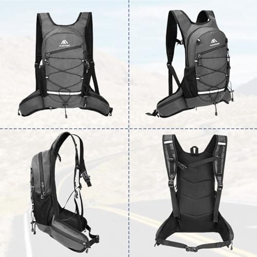Flintronic Lightweight Breathable Bike Backpack, 8L Waterproof Breathable Cycling Bicycle Rucksack, Hydration Backpack, Reflective Bag, Foldable Running Daypack for Cycling, Jogging, Hiking-Gray — view 3
