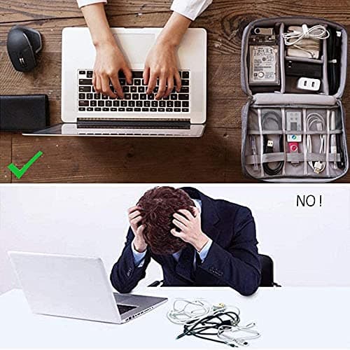 ACOPTON Electronic Organizer, Portable Travel Organizer Bag, Waterproof Electronics Accessories Storage Cases for iPad, Cables, Chargers, Hard Drive, Power Bank, Game Cards (Black) — view 4