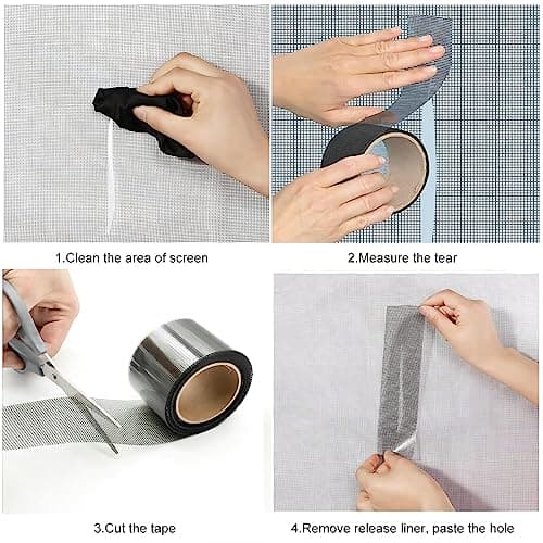 Skyzone Screen Repair Tape, 5cmx5m Self-Adhesive Fiberglass Repair Kit Mesh Patch Mosquito Net Repair Tape Waterproof Screen Patch for Door and Window Screen Repair Anti-Mosquito (Grey) — view 6