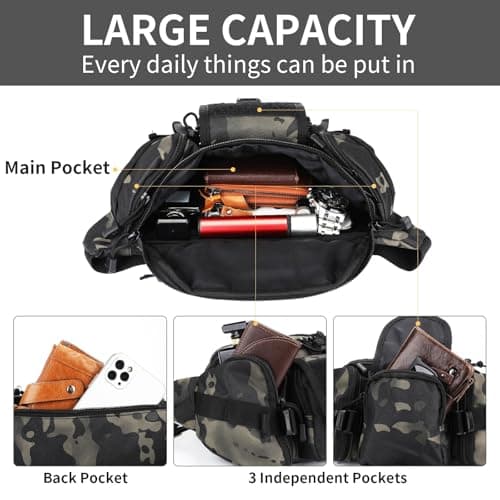 Huntvp Tactical Bumbag Waist Bag Military Waist Pack Bum Bags for Men and Women, Camo Bum Bag Belt Bags for Outdoors Walking Running Hiking Camping Climbing Trekking (Camo-l) — view 4