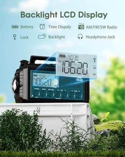 Roxicosly 12000mAh Solar Wind Up Radio with Phone Charger, 5-Ways Powered — view 6