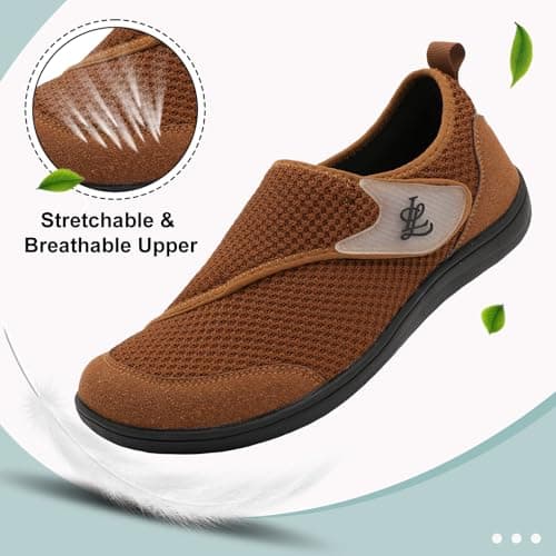 Slip On Barefoot Walking Shoes for Men Wide Fit Zero Drop Breathable Trainers UK Brown Size 10.5 Wide — view 4