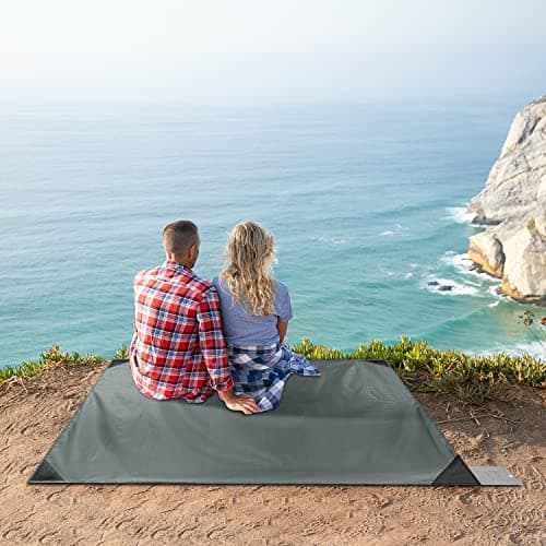 Odoland - Beach Mat - Nano Beach Blanket - Waterproof, Sand-Proof Picnic Mat - 110 x 160 cm - Portable and Lightweight for Camping, Picnics, Travel and Outdoor Events - Grey — view 6
