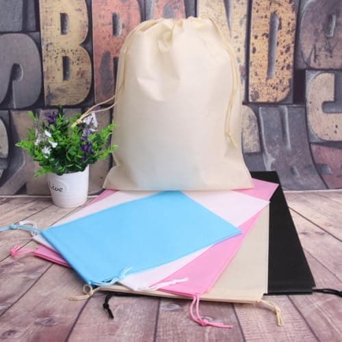 12pcs Nonwoven Fabric Drawstring Bag 40x30cm Black for Travel — view 4
